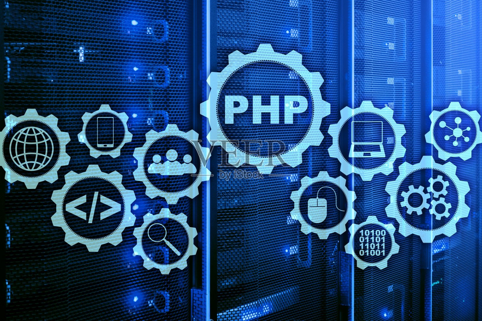 PHP编程语言。开发编程和编码技术。网络空间的概念。照片摄影